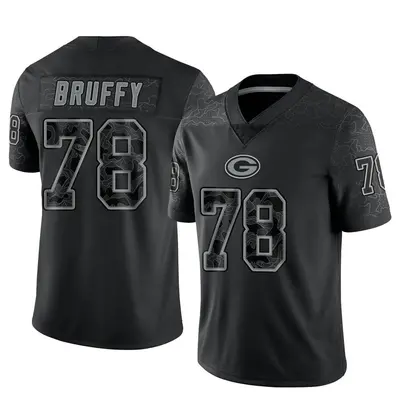 Men's Limited Travis Bruffy Green Bay Packers Black Reflective Jersey