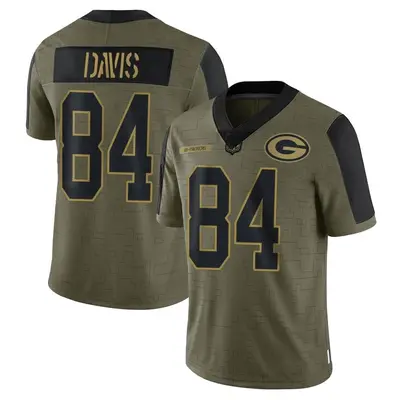 Men's Limited Tyler Davis Green Bay Packers Olive 2021 Salute To Service Jersey