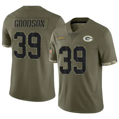 Men's Limited Tyler Goodson Green Bay Packers Olive 2022 Salute To Service Jersey