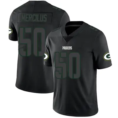 Men's Limited Whitney Mercilus Green Bay Packers Black Impact Jersey