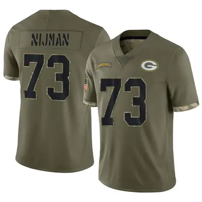 Men's Limited Yosh Nijman Green Bay Packers Olive 2022 Salute To Service Jersey