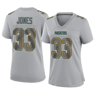 Women's Game Aaron Jones Green Bay Packers Gray Atmosphere Fashion Jersey