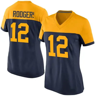 Women's Game Aaron Rodgers Green Bay Packers Navy Alternate Jersey