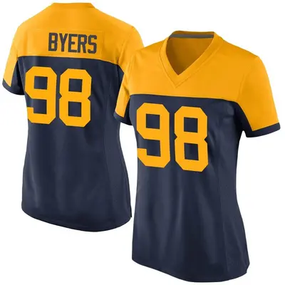 Women's Game Akial Byers Green Bay Packers Navy Alternate Jersey
