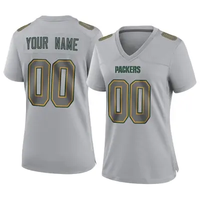 Women's Game Custom Green Bay Packers Gray Atmosphere Fashion Jersey