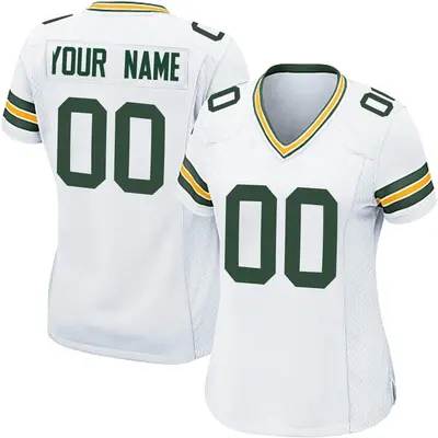 Women's Game Custom Green Bay Packers White Jersey