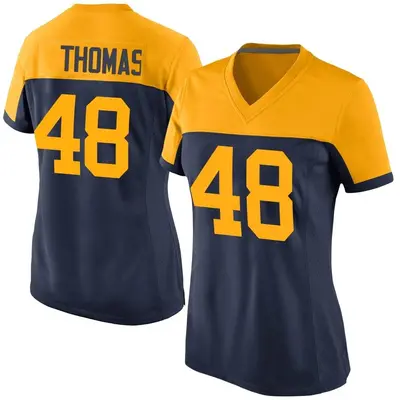 Women's Game DQ Thomas Green Bay Packers Navy Alternate Jersey