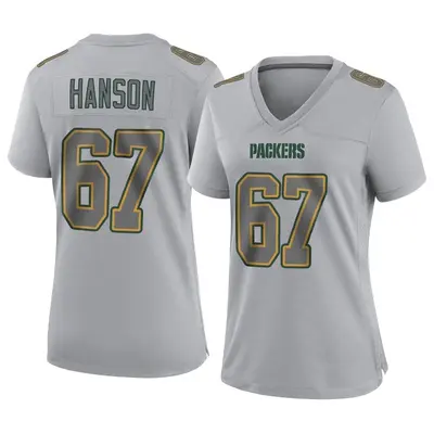 Women's Game Jake Hanson Green Bay Packers Gray Atmosphere Fashion Jersey