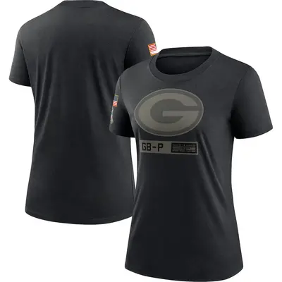 Women's Green Bay Packers Black 2020 Salute To Service Performance T-Shirt