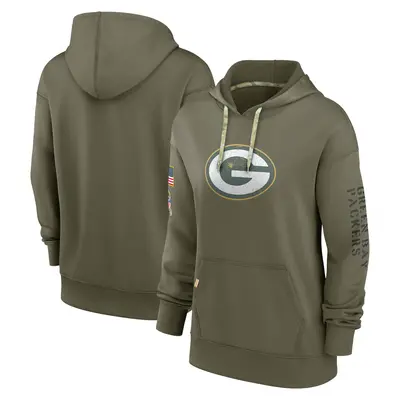 Women's Green Bay Packers Olive 2022 Salute To Service Performance Pullover Hoodie