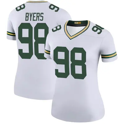 Women's Legend Akial Byers Green Bay Packers White Color Rush Jersey