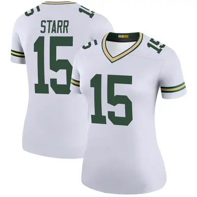 Women's Legend Bart Starr Green Bay Packers White Color Rush Jersey