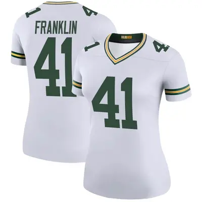 Women's Legend Benjie Franklin Green Bay Packers White Color Rush Jersey