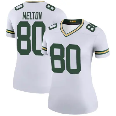 Women's Legend Bo Melton Green Bay Packers White Color Rush Jersey