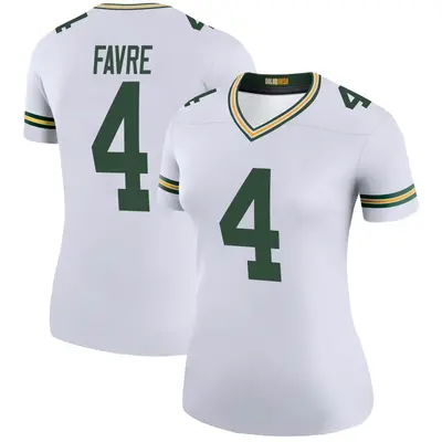 Women's Legend Brett Favre Green Bay Packers White Color Rush Jersey
