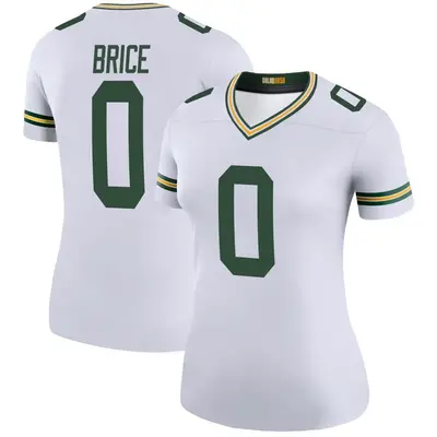 Women's Legend Caliph Brice Green Bay Packers White Color Rush Jersey