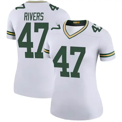 Women's Legend Chauncey Rivers Green Bay Packers White Color Rush Jersey