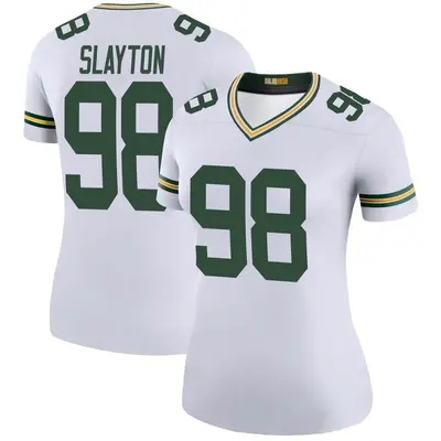 Women's Legend Chris Slayton Green Bay Packers White Color Rush Jersey