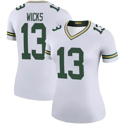 Women's Legend Dontayvion Wicks Green Bay Packers White Color Rush Jersey