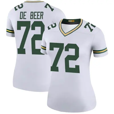 Women's Legend Gerhard de Beer Green Bay Packers White Color Rush Jersey