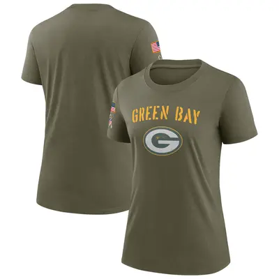 Women's Legend Green Bay Packers Olive 2022 Salute To Service T-Shirt