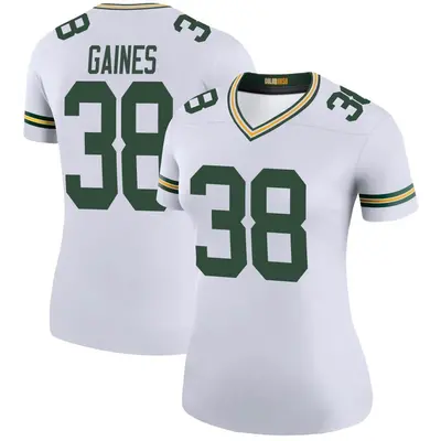 Women's Legend Innis Gaines Green Bay Packers White Color Rush Jersey