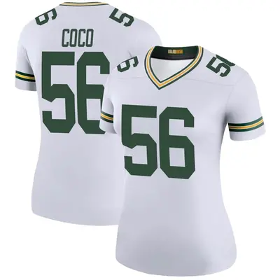 Women's Legend Jack Coco Green Bay Packers White Color Rush Jersey