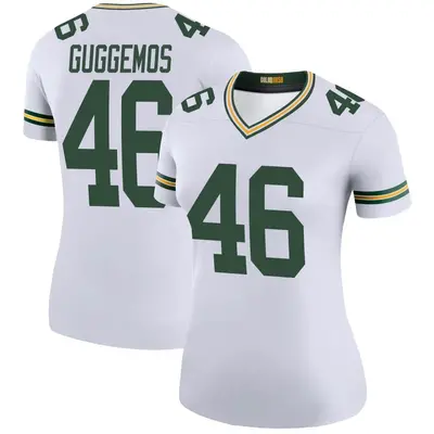 Women's Legend Nick Guggemos Green Bay Packers White Color Rush Jersey