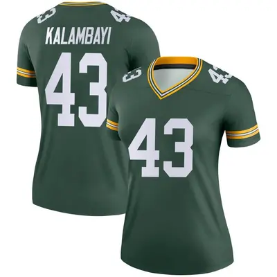 Women's Legend Peter Kalambayi Green Bay Packers Green Jersey