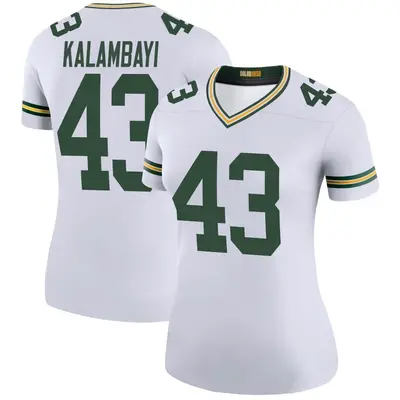 Women's Legend Peter Kalambayi Green Bay Packers White Color Rush Jersey