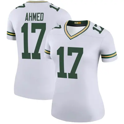Women's Legend Ramiz Ahmed Green Bay Packers White Color Rush Jersey