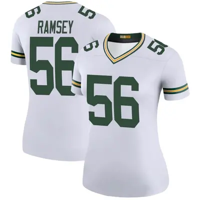 Women's Legend Randy Ramsey Green Bay Packers White Color Rush Jersey
