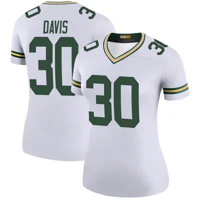 Women's Legend Shawn Davis Green Bay Packers White Color Rush Jersey