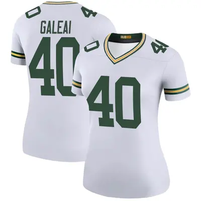 Women's Legend Tipa Galeai Green Bay Packers White Color Rush Jersey