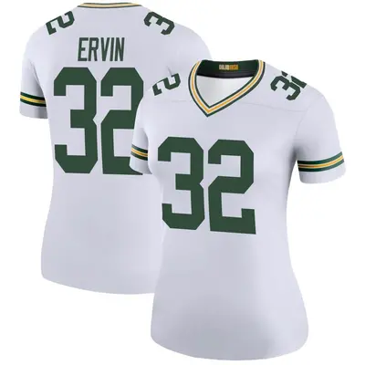 Women's Legend Tyler Ervin Green Bay Packers White Color Rush Jersey