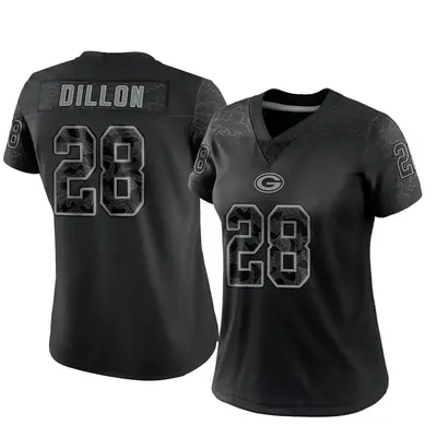 Women's Limited AJ Dillon Green Bay Packers Black Reflective Jersey