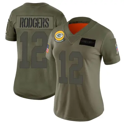 Women's Limited Aaron Rodgers Green Bay Packers Camo 2019 Salute to Service Jersey