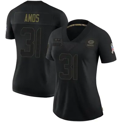 Women's Limited Adrian Amos Green Bay Packers Black 2020 Salute To Service Jersey