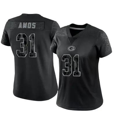 Women's Limited Adrian Amos Green Bay Packers Black Reflective Jersey