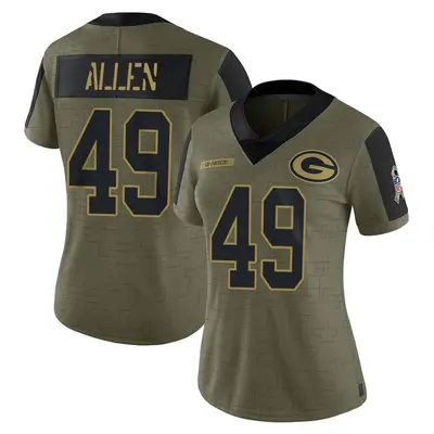Women's Limited Austin Allen Green Bay Packers Olive 2021 Salute To Service Jersey