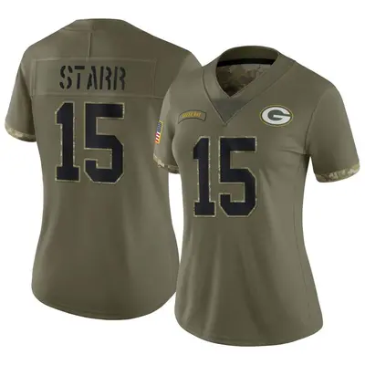 Women's Limited Bart Starr Green Bay Packers Olive 2022 Salute To Service Jersey