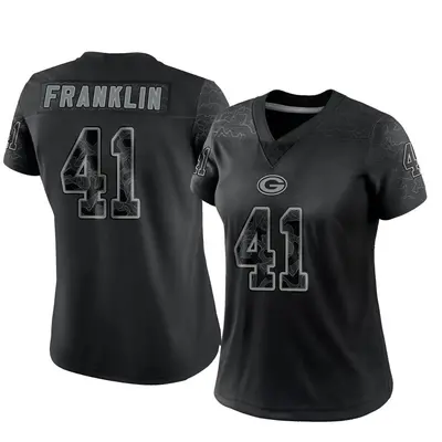 Women's Limited Benjie Franklin Green Bay Packers Black Reflective Jersey