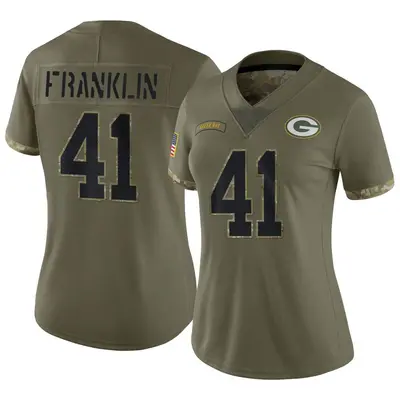 Women's Limited Benjie Franklin Green Bay Packers Olive 2022 Salute To Service Jersey