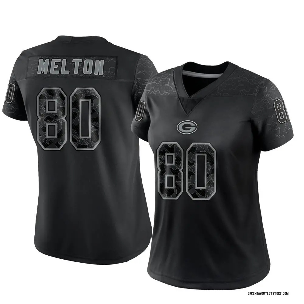Women's Limited Bo Melton Green Bay Packers Black Reflective Jersey