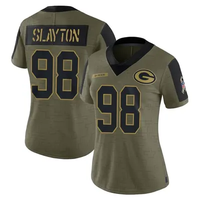 Women's Limited Chris Slayton Green Bay Packers Olive 2021 Salute To Service Jersey