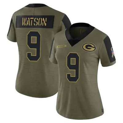 Women's Limited Christian Watson Green Bay Packers Olive 2021 Salute To Service Jersey