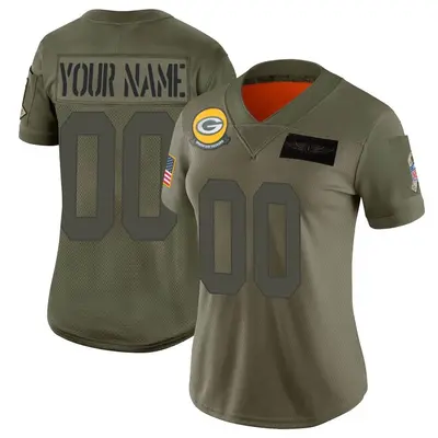 Women's Limited Custom Green Bay Packers Camo 2019 Salute to Service Jersey