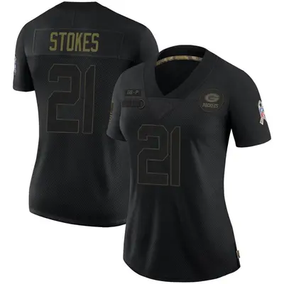 Women's Limited Eric Stokes Green Bay Packers Black 2020 Salute To Service Jersey