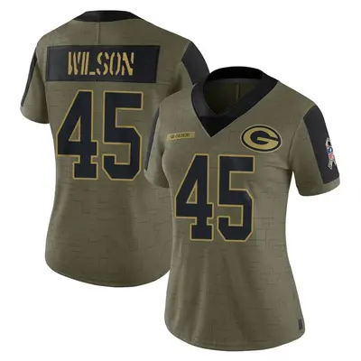 Women's Limited Eric Wilson Green Bay Packers Olive 2021 Salute To Service Jersey
