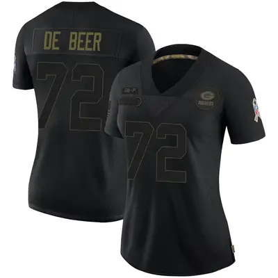 Women's Limited Gerhard de Beer Green Bay Packers Black 2020 Salute To Service Jersey